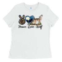 White Peace Love Wolf Ladies Tee - LillyAllenDesigns