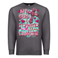 Charcoal Heather My God is stronger than Cancer Premium Sweatshirt - FaDigitalArtStudio