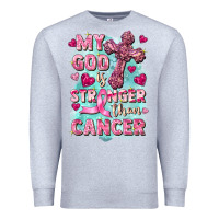 Heather Grey My God is stronger than Cancer Premium Sweatshirt - FaDigitalArtStudio