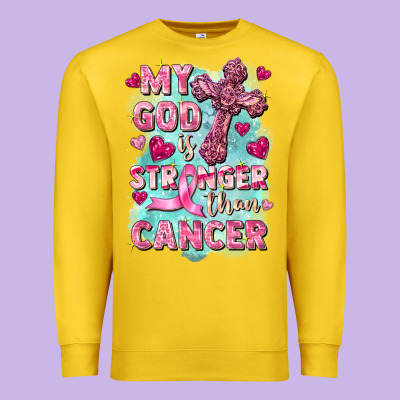 My God Is Stronger Than Cancer Premium Sweatshirt Designed By Fadigitalartstudio