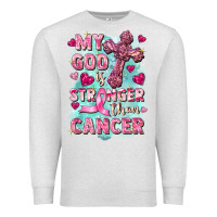 Oatmeal Heather My God is stronger than Cancer Premium Sweatshirt - FaDigitalArtStudio