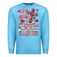 Ocean Blue My God is stronger than Cancer Premium Sweatshirt - FaDigitalArtStudio