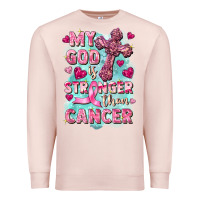 Pale Pink My God is stronger than Cancer Premium Sweatshirt - FaDigitalArtStudio