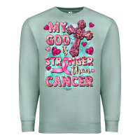 Seafoam My God is stronger than Cancer Premium Sweatshirt - FaDigitalArtStudio