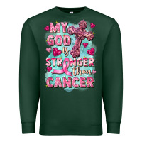 Sports Green My God is stronger than Cancer Premium Sweatshirt - FaDigitalArtStudio