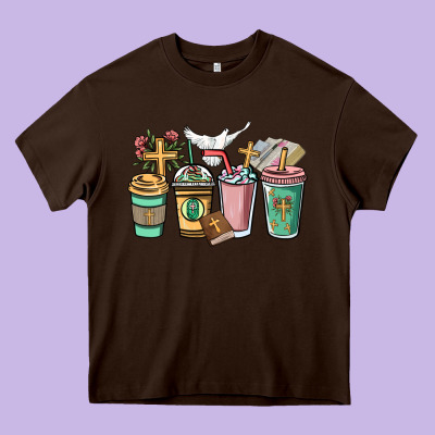 Faith Coffee Cups Heavy Core Tee Designed By Nancycooperartshop