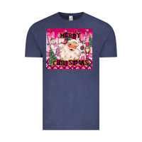 Vintage Denim merry pink christmas santa Vintage Tee - MaliasSmallBusiness