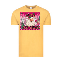 Vintage Mustard merry pink christmas santa Vintage Tee - MaliasSmallBusiness