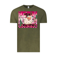 Vintage Olive merry pink christmas santa Vintage Tee - MaliasSmallBusiness
