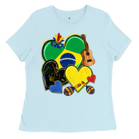 Baby Blue brazil hearts Ladies Tee - NancyCooperArtShop