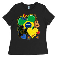 Black brazil hearts Ladies Tee - NancyCooperArtShop