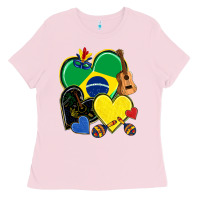 Bubblegum Pink brazil hearts Ladies Tee - NancyCooperArtShop