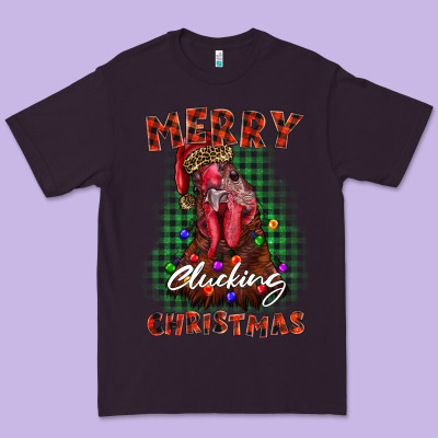 Merry Clucking Christmas Rooster Premium Tee Designed By Barkaloodesign
