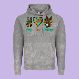 Peace Love Donkeys Vintage Hoodie Designed By Jasminsmagicworld