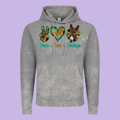 Peace Love Donkeys Vintage Hoodie Designed By Jasminsmagicworld