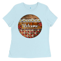 Baby Blue ladybug welcome ornament Ladies Tee - BarkalooDesign