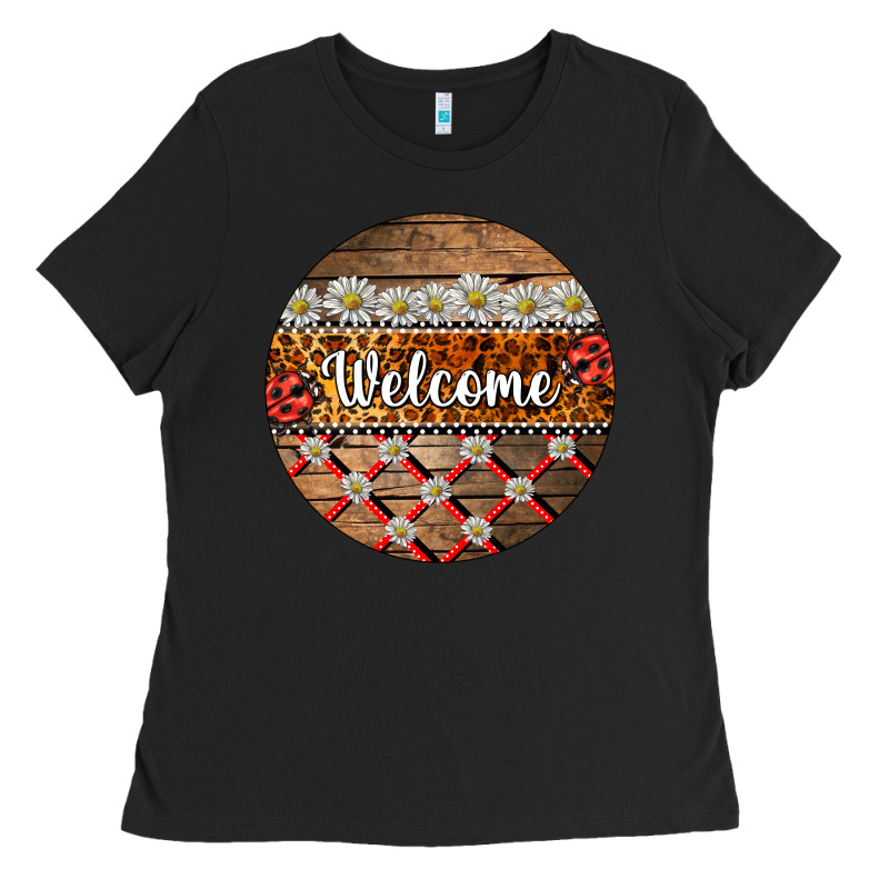 Ladybug Welcome Ornament Ladies Tee by BarkalooDesign | Teevron