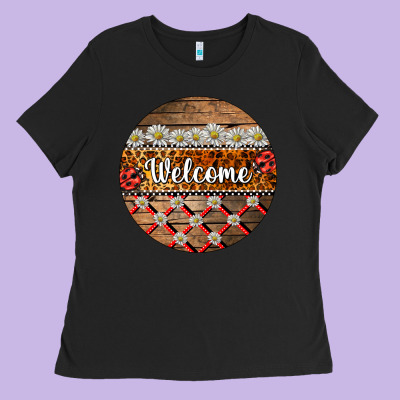 Ladybug Welcome Ornament Ladies Tee Designed By Barkaloodesign
