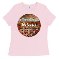 Bubblegum Pink ladybug welcome ornament Ladies Tee - BarkalooDesign