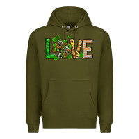 Army Green St. Patrick's Love luck with clover Premium Hoodie - HowdyJamesFarm