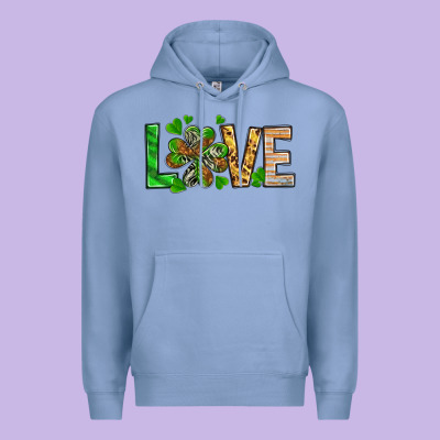 St. Patrick's Love Luck With Clover Premium Hoodie Designed By Howdyjamesfarm