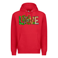 Red St. Patrick's Love luck with clover Premium Hoodie - HowdyJamesFarm
