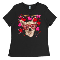 Black valentine's day  chihuahua Ladies Tee - RanaPortraitStore
