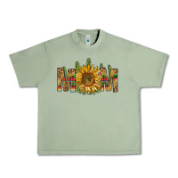 Oil Green Western Mom With Sunflower Urban Heavy Tee - BundleAndBundleShop