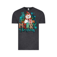 Vintage Black merry christmas snowman Vintage Tee - MaliasSmallBusiness