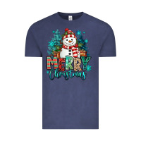Vintage Denim merry christmas snowman Vintage Tee - MaliasSmallBusiness