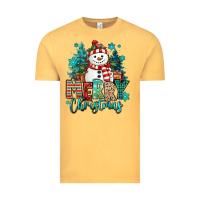 Vintage Mustard merry christmas snowman Vintage Tee - MaliasSmallBusiness