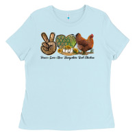 Baby Blue Peace Love New Hampshire Red Chicken Ladies Tee - LillyAllenDesigns