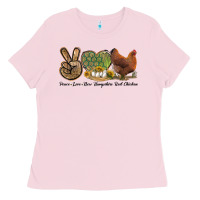 Bubblegum Pink Peace Love New Hampshire Red Chicken Ladies Tee - LillyAllenDesigns
