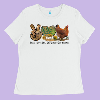 Peace Love New Hampshire Red Chicken Ladies Tee Designed By Lillyallendesigns