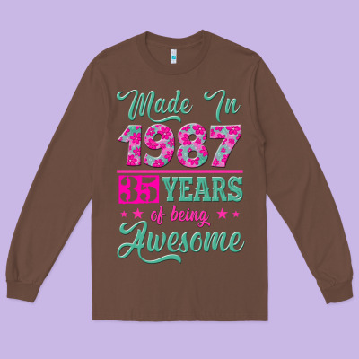 Made In 1987, 35 Years Of Being Awesome Long Sleeve Tee Designed By Jasminsmagicworld