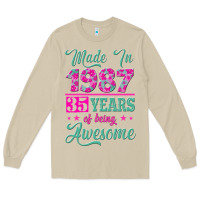 Mushroom made in 1987, 35 years of being awesome Long Sleeve Tee - Jasminsmagicworld