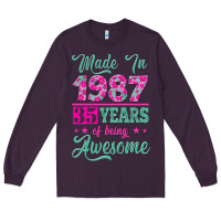Plum made in 1987, 35 years of being awesome Long Sleeve Tee - Jasminsmagicworld