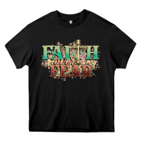 Black faith over fear cross Heavy Core Tee - NancyCooperArtShop