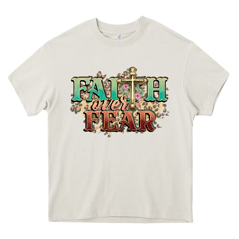 Faith Over Fear Cross Heavy Core Tee by NancyCooperArtShop | Teevron