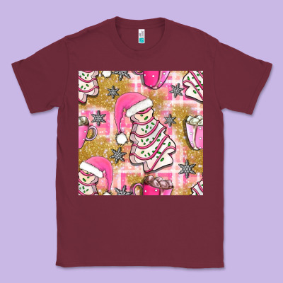Christmas Cake And Pink Mug Seamless Pattern Bbs Classic Tee Designed By Bundleandbundleshop