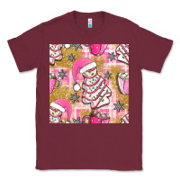 Burgundy christmas cake and pink mug seamless pattern bbs Classic Tee - BundleAndBundleShop