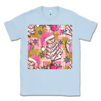 Dusty Blue christmas cake and pink mug seamless pattern bbs Classic Tee - BundleAndBundleShop