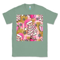 Sage christmas cake and pink mug seamless pattern bbs Classic Tee - BundleAndBundleShop