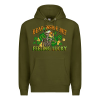 Army Green Dead inside but feeling lucky St. Patrick's Day Premium Hoodie - CowGirlArtShop