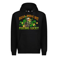 Black Dead inside but feeling lucky St. Patrick's Day Premium Hoodie - CowGirlArtShop