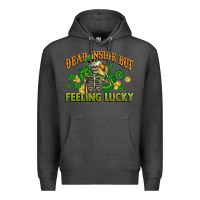 Charcoal Heather Dead inside but feeling lucky St. Patrick's Day Premium Hoodie - CowGirlArtShop