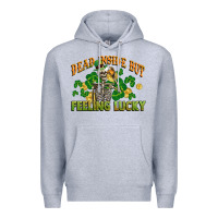 Heather Grey Dead inside but feeling lucky St. Patrick's Day Premium Hoodie - CowGirlArtShop
