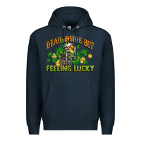 Navy Dead inside but feeling lucky St. Patrick's Day Premium Hoodie - CowGirlArtShop