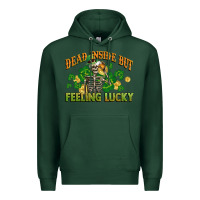 Sports Green Dead inside but feeling lucky St. Patrick's Day Premium Hoodie - CowGirlArtShop