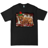 Black merry christmas highland cow Premium Tee - BarkalooDesign